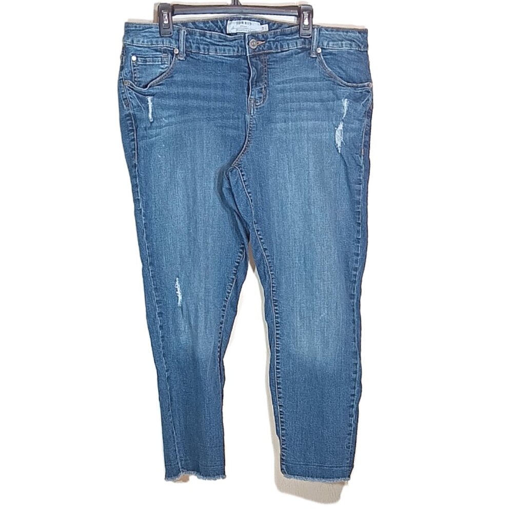 Torrid Boyfriend Jeans Womens 18 Distressed Cropped High Rise Dark Wash Denim